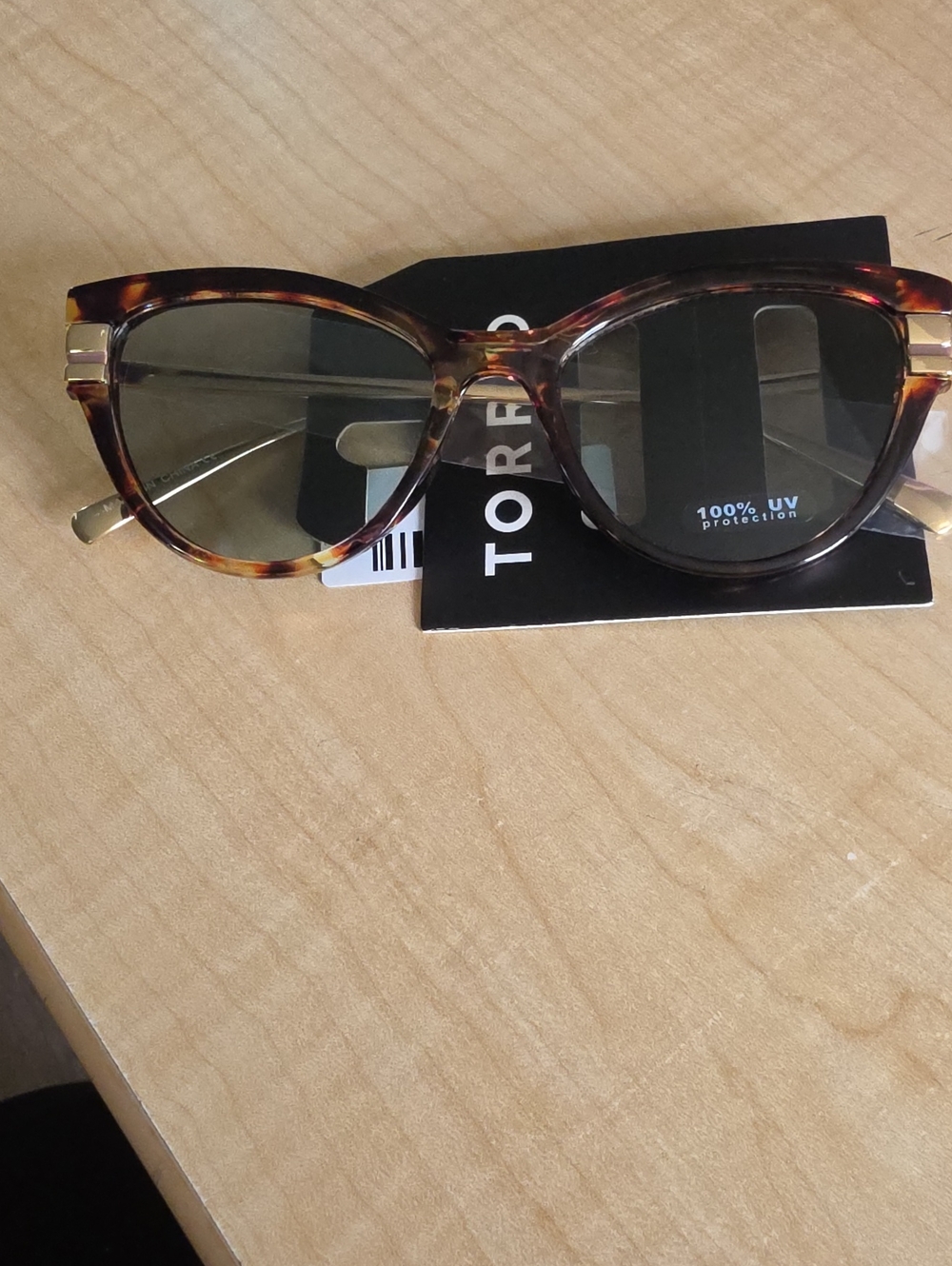Tortoiseshell Cateye Metal Temple  Sunglasses - Brown Frame, 100% UV
